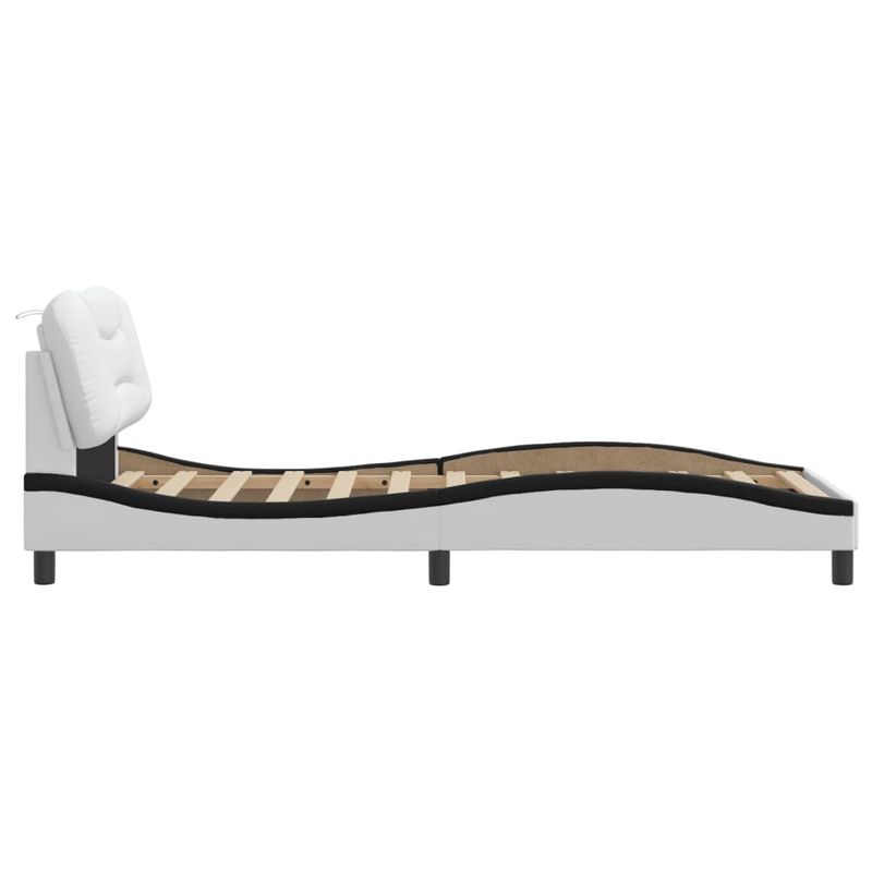 Casa si Gradina - Mobilier - Paturi si accesorii - Paturi - Cadru de pat cu tablie alb si negru, 80x200 cm, piele ecologica - Infinity.ro