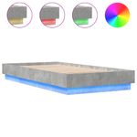 Casa si Gradina - Mobilier - Paturi si accesorii - Paturi - Cadru de pat cu lumini LED, gri beton, 75x190 cm - Infinity.ro