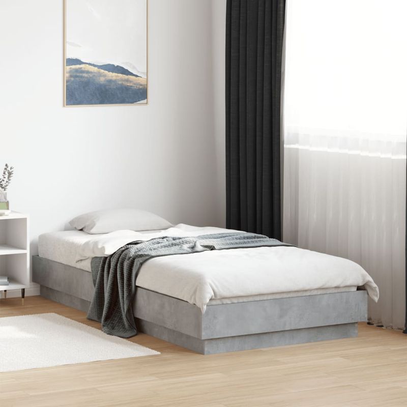 Casa si Gradina - Mobilier - Paturi si accesorii - Paturi - Cadru de pat cu lumini LED, gri beton, 75x190 cm - Infinity.ro