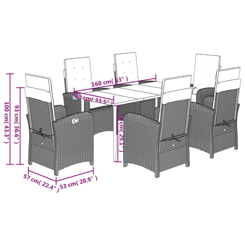 Casa si Gradina - Gradina si terasa - Mobilier exterior - Seturi mobila gradina - Set mobilier de gradina cu perne, 7 piese, negru, poliratan - Infinity.ro