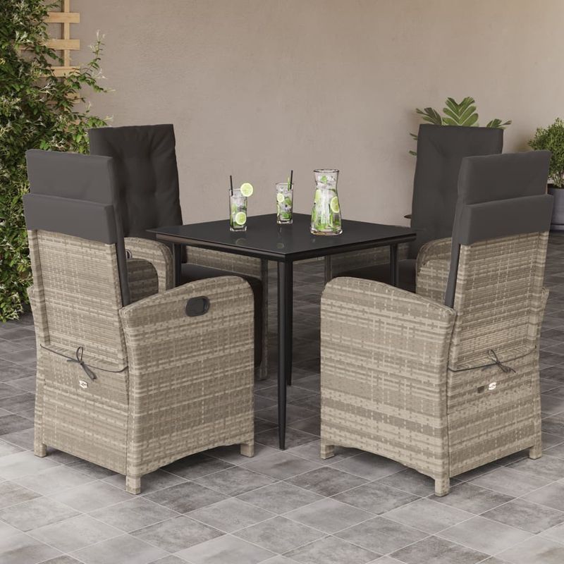 Casa si Gradina - Gradina si terasa - Mobilier exterior - Seturi mobila gradina - Set mobilier de gradina cu perne, 5 piese gri deschis poliratan - Infinity.ro