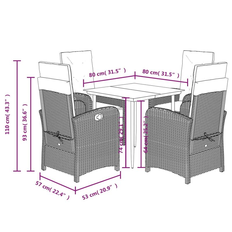 Casa si Gradina - Gradina si terasa - Mobilier exterior - Seturi mobila gradina - Set mobilier de gradina cu perne, 5 piese gri deschis poliratan - Infinity.ro