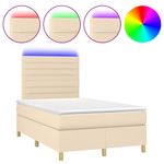Casa si Gradina - Mobilier - Paturi si accesorii - Paturi - Pat cu arcuri, saltea si LED, crem, 120x200 cm, textil - Infinity.ro