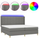 Casa si Gradina - Mobilier - Paturi si accesorii - Paturi - Pat cu arcuri, saltea si LED, gri inchis, 200x200 cm, textil - Infinity.ro