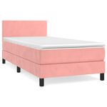 Casa si Gradina - Mobilier - Paturi si accesorii - Paturi - Pat box spring cu saltea, roz, 90x190 cm, catifea - Infinity.ro