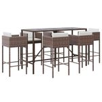 Casa si Gradina - Gradina si terasa - Mobilier exterior - Seturi mobila gradina - Set de bar pentru gradina cu perne, 7 piese, maro, poliratan - Infinity.ro