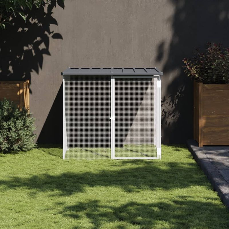 Petshop - Accesorii petshop - Culcusuri si custi - Custi interior si exterior - Cotet pui cu acoperis, antracit, 103x98x90 cm, otel galvanizat - Infinity.ro
