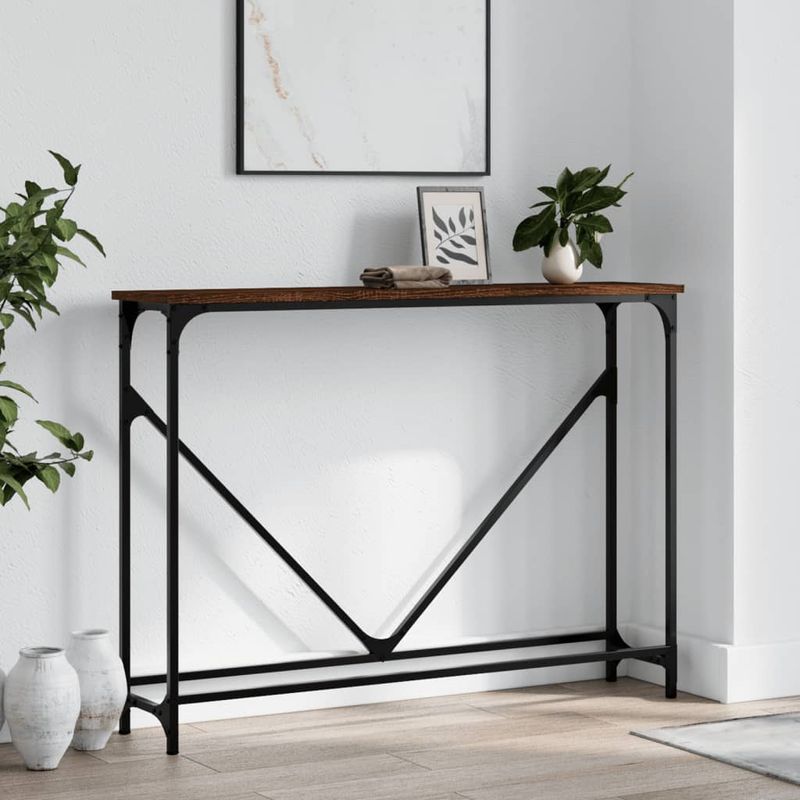 Casa si Gradina - Mobilier - Comode si corpuri - Console - Masuta consola, stejar maro, 102x22,5x75 cm, lemn prelucrat - Infinity.ro