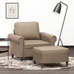 Casa si Gradina - Mobilier - Scaune si fotolii - Fotolii - Fotoliu canapea cu taburet, cappuccino, 60 cm, piele ecologica - Infinity.ro