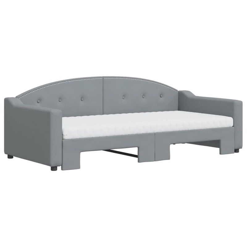 Casa si Gradina - Mobilier - Paturi si accesorii - Paturi - Pat de zi cu extensie si saltele, gri deschis 90x190 cm textil - Infinity.ro