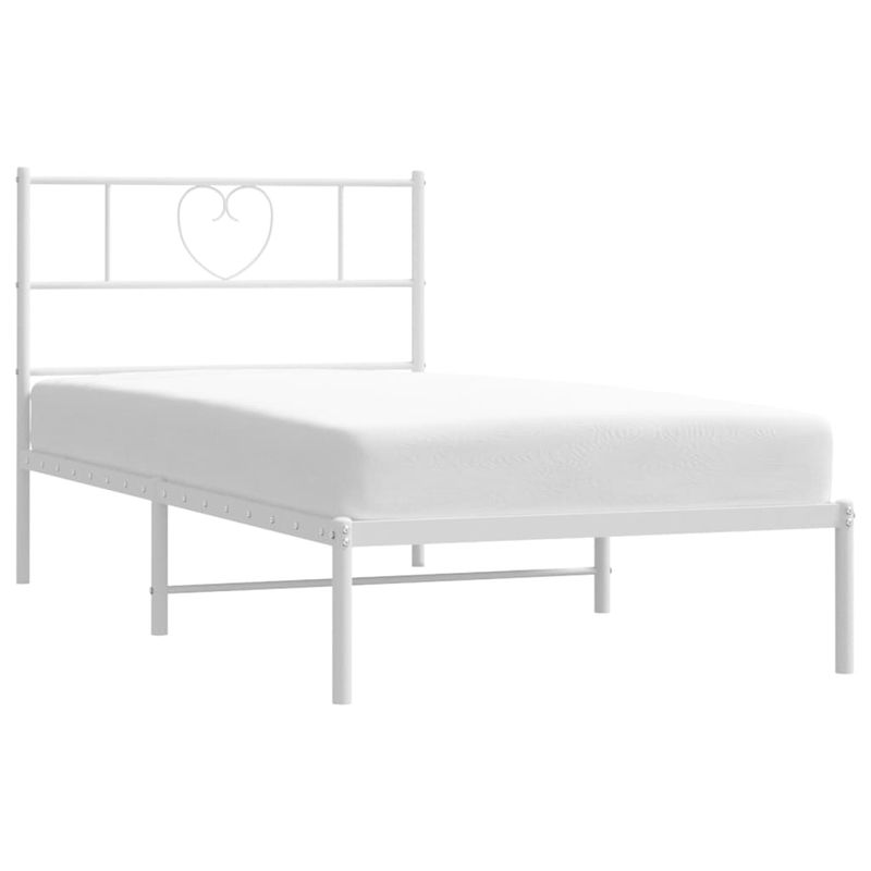 Casa si Gradina - Mobilier - Paturi si accesorii - Paturi - Cadru de pat metalic cu tablie, alb, 75x190 cm - Infinity.ro