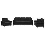 Casa si Gradina - Mobilier - Seturi de mobilier - Seturi living - Set de canapele cu perne, 3 piese, negru, catifea - Infinity.ro