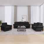 Casa si Gradina - Mobilier - Seturi de mobilier - Seturi living - Set de canapele cu perne, 3 piese, negru, catifea - Infinity.ro