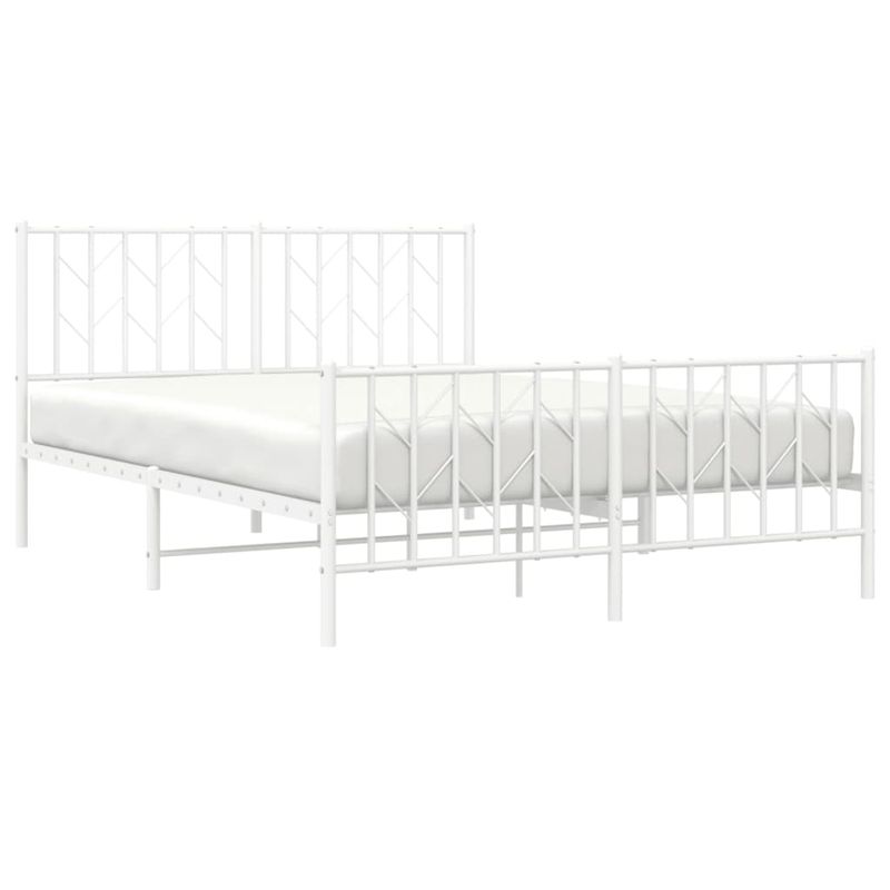 Casa si Gradina - Mobilier - Paturi si accesorii - Paturi - Cadru pat metalic cu tablie de cap/picioare , alb, 140x190 cm - Infinity.ro