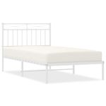 Casa si Gradina - Mobilier - Paturi si accesorii - Paturi - Cadru de pat metalic cu tablie, alb, 100x190 cm - Infinity.ro