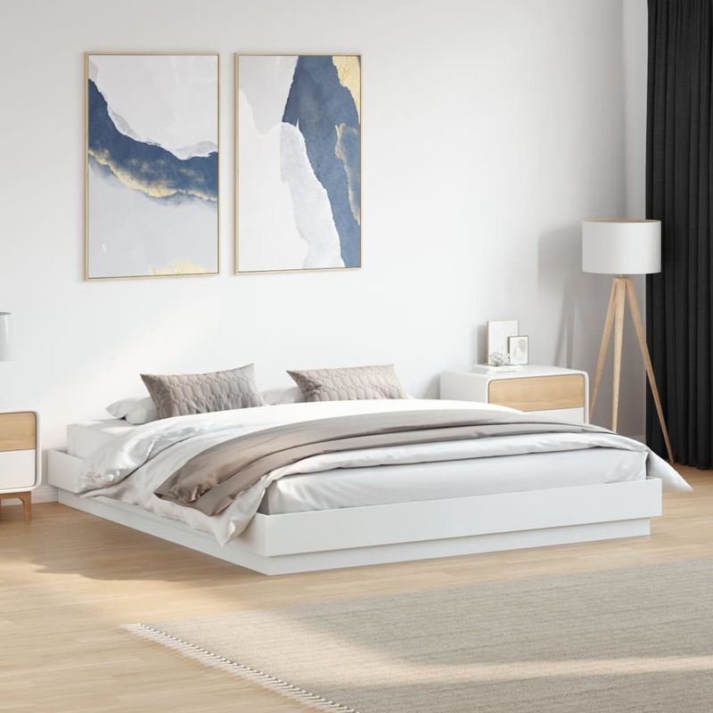 Casa si Gradina - Mobilier - Paturi si accesorii - Paturi - Cadru de pat cu lumini LED, alb, 200x200 cm - Infinity.ro