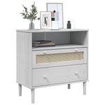 Casa si Gradina - Mobilier - Comode si corpuri - Comode - Servanta SENJA, aspect ratan alb, 80x40x80 cm, lemn masiv pin - Infinity.ro
