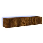 Casa si Gradina - Mobilier - Comode si corpuri - Comode - Comoda TV de perete cu LED, 2 buc. stejar fumuriu, 80x35x31 cm - Infinity.ro