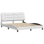 Casa si Gradina - Mobilier - Paturi si accesorii - Paturi - Cadru de pat cu tablie, alb, 160x200 cm, piele ecologica - Infinity.ro