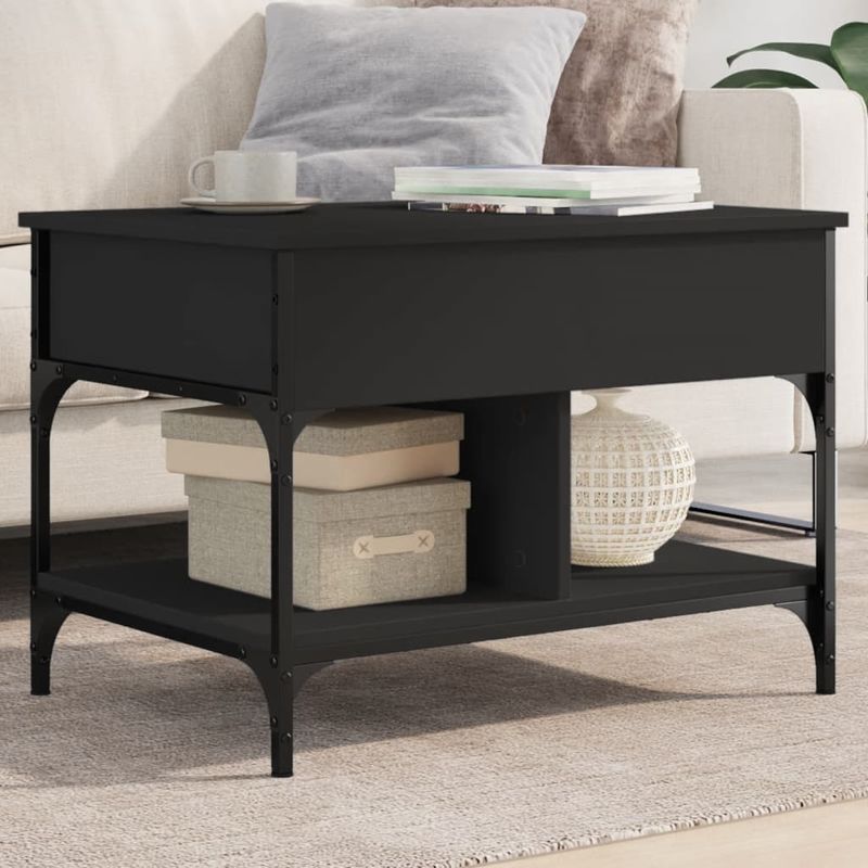 Casa si Gradina - Mobilier - Mese si birouri - Masute de cafea - Masuta de cafea, negru, 70x50x50 cm, lemn prelucrat si metal - Infinity.ro