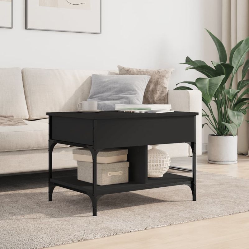Casa si Gradina - Mobilier - Mese si birouri - Masute de cafea - Masuta de cafea, negru, 70x50x50 cm, lemn prelucrat si metal - Infinity.ro