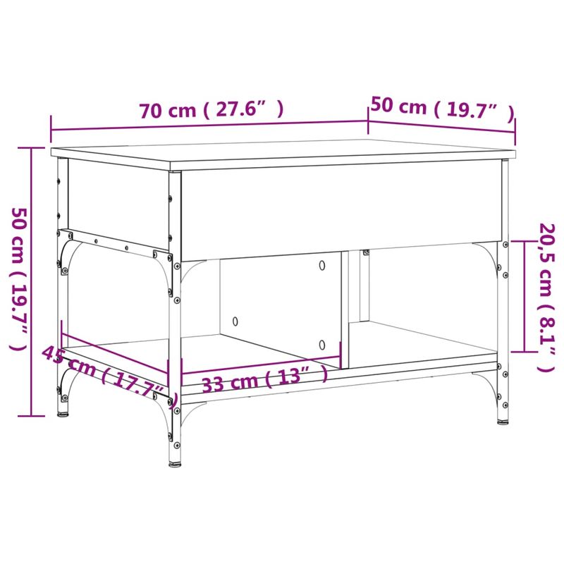 Casa si Gradina - Mobilier - Mese si birouri - Masute de cafea - Masuta de cafea, negru, 70x50x50 cm, lemn prelucrat si metal - Infinity.ro