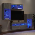 Casa si Gradina - Mobilier - Comode si corpuri - Comode - Unitati de perete TV cu LED-uri, 5 piese, gri sonoma, lemn - Infinity.ro