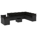 Casa si Gradina - Gradina si terasa - Mobilier exterior - Seturi mobila gradina - Set canapele de gradina cu perne, 11 piese, negru, poliratan - Infinity.ro