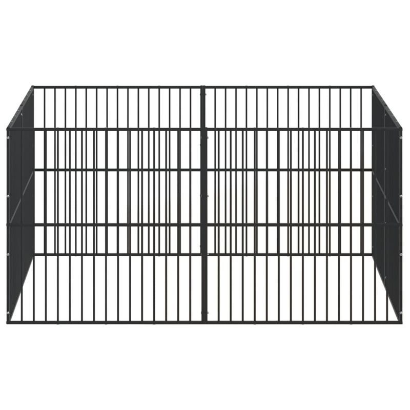 Petshop - Accesorii petshop - Culcusuri si custi - Custi interior si exterior - Tarc pentru caini cu 8 panouri, negru, otel galvanizat, mărime 200x200x100 cm - Infinity.ro