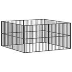 Petshop - Accesorii petshop - Culcusuri si custi - Custi interior si exterior - Tarc pentru caini cu 8 panouri, negru, otel galvanizat, mărime 200x200x100 cm - Infinity.ro
