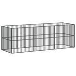 Petshop - Accesorii petshop - Culcusuri si custi - Custi interior si exterior - Tarc pentru caini cu 8 panouri, negru, otel galvanizat, mărime 200x200x100 cm - Infinity.ro