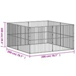 Petshop - Accesorii petshop - Culcusuri si custi - Custi interior si exterior - Tarc pentru caini cu 8 panouri, negru, otel galvanizat, mărime 200x200x100 cm - Infinity.ro