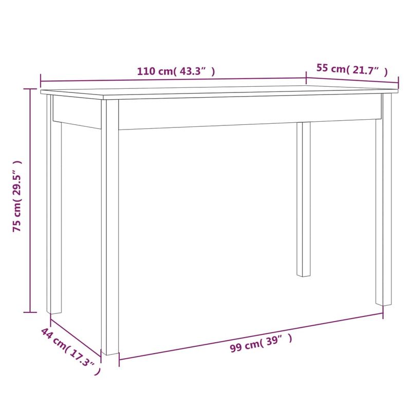 Casa si Gradina - Mobilier - Mese si birouri - Mese bucatarie si dining - Masa de sufragerie, maro ceruit, 110x55x75 cm, lemn masiv pin - Infinity.ro