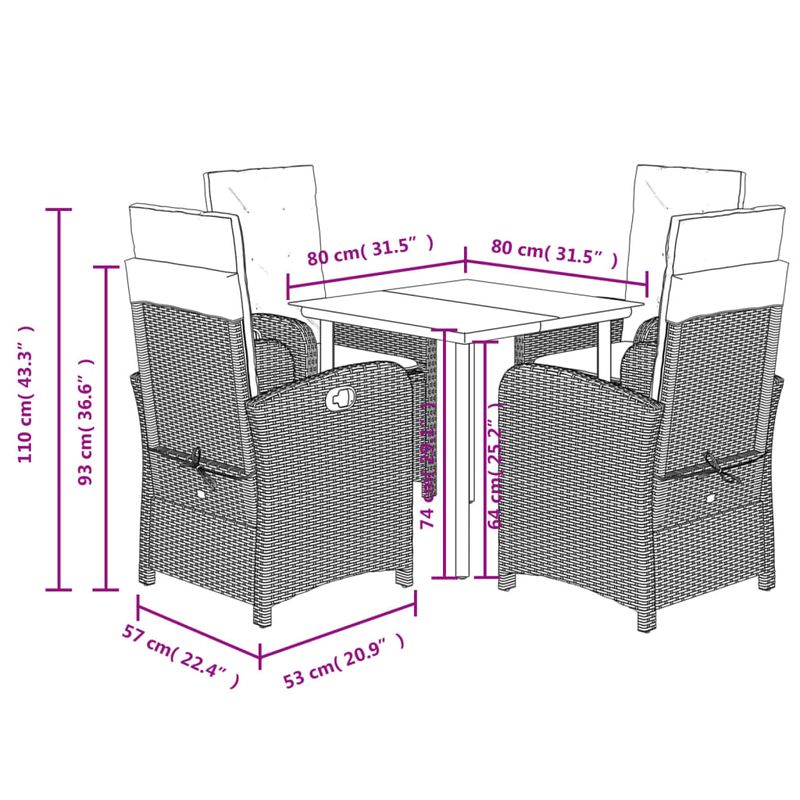 Casa si Gradina - Gradina si terasa - Mobilier exterior - Seturi mobila gradina - Set mobilier de gradina cu perne, 5 piese, gri, poliratan - Infinity.ro