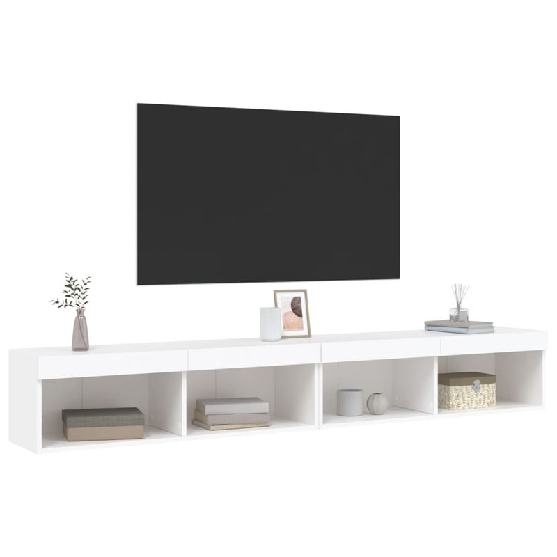 Casa si Gradina - Mobilier - Comode si corpuri - Comode - Comode TV cu lumini LED, 2 buc., alb, 100x30x30 cm - Infinity.ro
