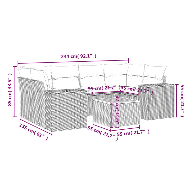 Casa si Gradina - Gradina si terasa - Mobilier exterior - Seturi mobila gradina - Set canapele de gradina, 7 piese, cu perne, gri, poliratan - Infinity.ro