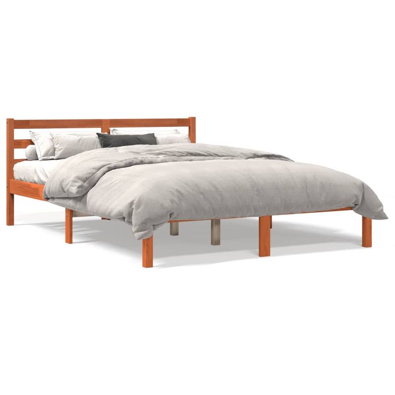 Casa si Gradina - Mobilier - Paturi si accesorii - Paturi - Cadru de pat, maro ceruit, 140x190 cm, lemn masiv de pin - Infinity.ro