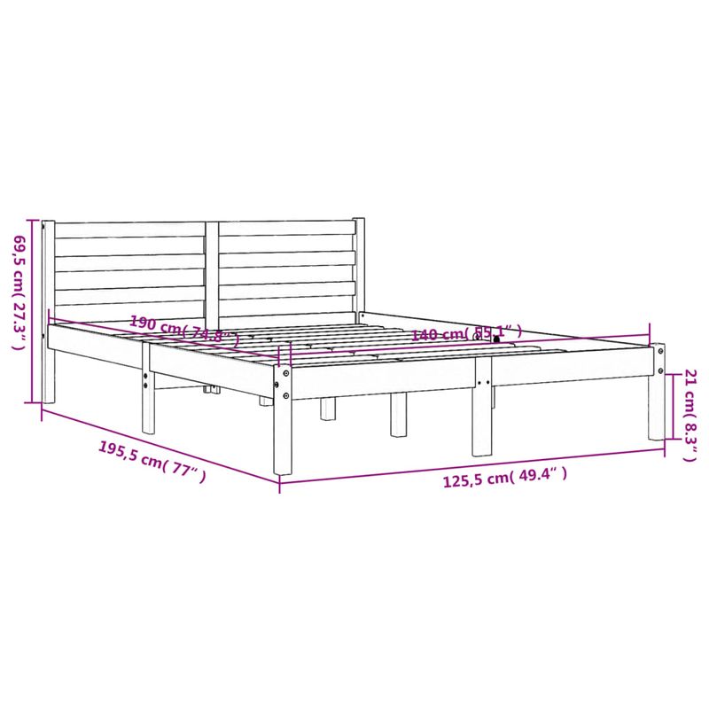 Casa si Gradina - Mobilier - Paturi si accesorii - Paturi - Cadru de pat, maro ceruit, 140x190 cm, lemn masiv de pin - Infinity.ro