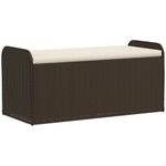 Casa si Gradina - Gradina si terasa - Mobilier exterior - Bancute de gradina - Banca de depozitare cu perna, maro, 115x51x52 cm, poliratan - Infinity.ro