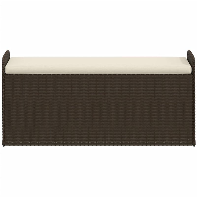 Casa si Gradina - Gradina si terasa - Mobilier exterior - Bancute de gradina - Banca de depozitare cu perna, maro, 115x51x52 cm, poliratan - Infinity.ro