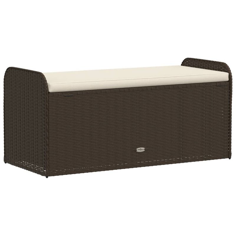 Casa si Gradina - Gradina si terasa - Mobilier exterior - Bancute de gradina - Banca de depozitare cu perna, maro, 115x51x52 cm, poliratan - Infinity.ro