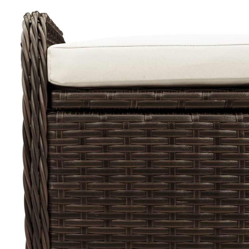 Casa si Gradina - Gradina si terasa - Mobilier exterior - Bancute de gradina - Banca de depozitare cu perna, maro, 115x51x52 cm, poliratan - Infinity.ro
