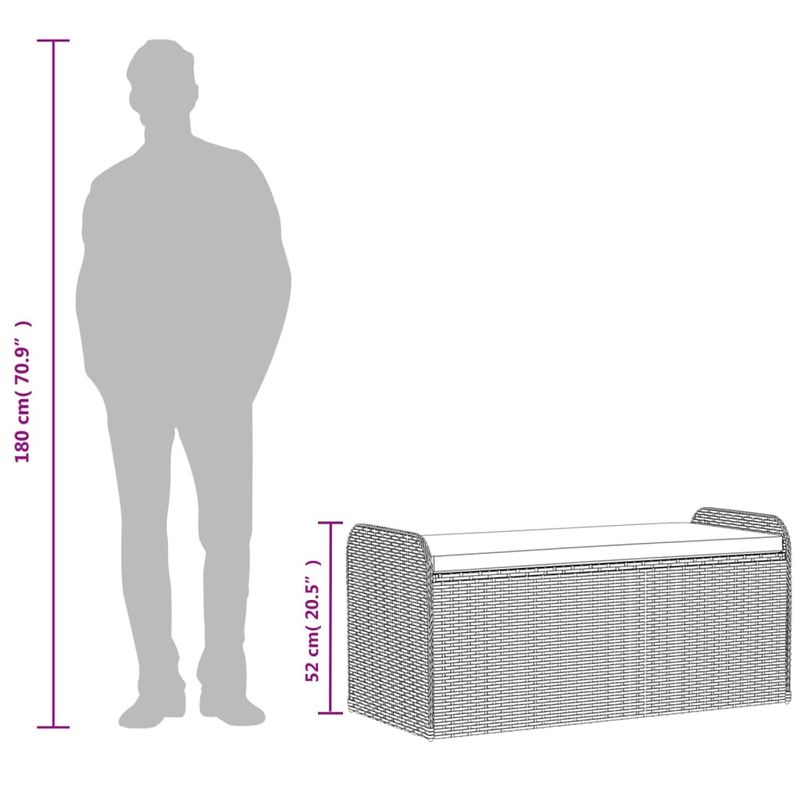 Casa si Gradina - Gradina si terasa - Mobilier exterior - Bancute de gradina - Banca de depozitare cu perna, maro, 115x51x52 cm, poliratan - Infinity.ro