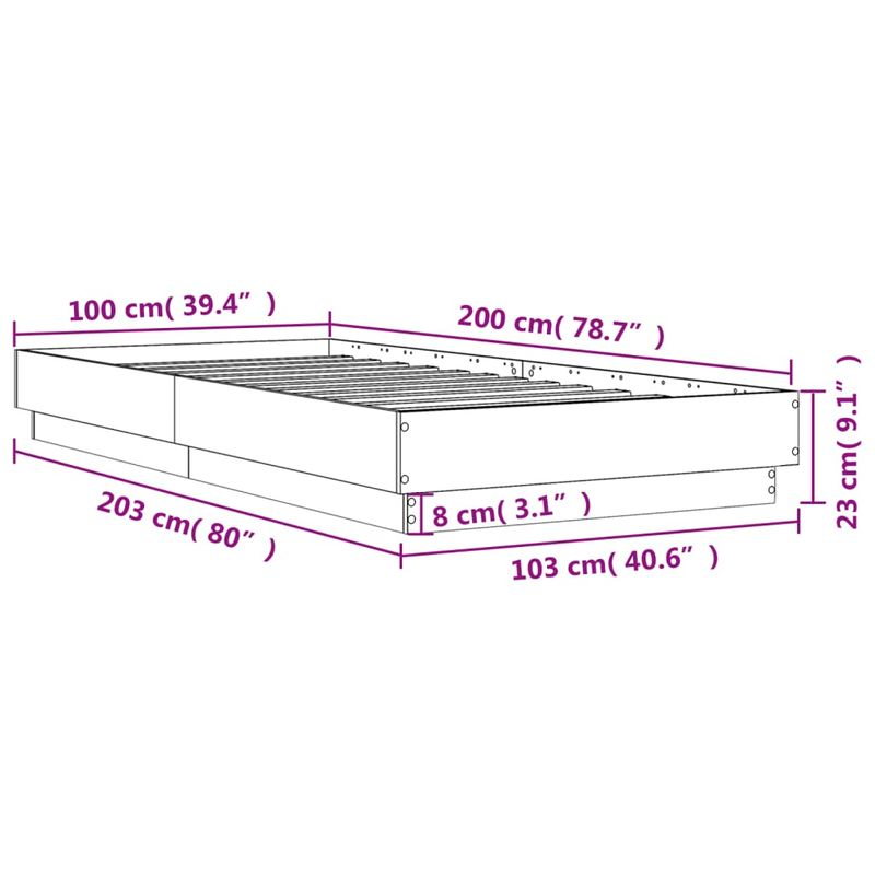 Casa si Gradina - Mobilier - Paturi si accesorii - Paturi - Cadru de pat cu lumini LED, negru, 100x200 cm - Infinity.ro