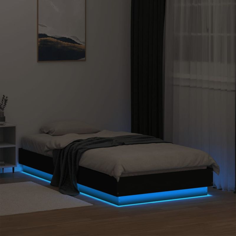 Casa si Gradina - Mobilier - Paturi si accesorii - Paturi - Cadru de pat cu lumini LED, negru, 75x190 cm - Infinity.ro
