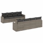 Casa si Gradina - Gradina si terasa - Mobilier exterior - Canapele si fotolii gradina - Set canapele de gradina, 9 piese, cu perne, gri, poliratan - Infinity.ro