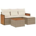 Casa si Gradina - Gradina si terasa - Mobilier exterior - Seturi mobila gradina - Set canapele de gradina cu perne, 5 piese, bej, poliratan - Infinity.ro