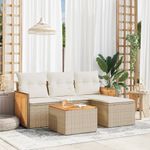 Casa si Gradina - Gradina si terasa - Mobilier exterior - Seturi mobila gradina - Set canapele de gradina cu perne, 5 piese, bej, poliratan - Infinity.ro