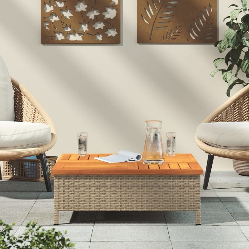 Casa si Gradina - Gradina si terasa - Mobilier exterior - Mese gradina - Masa de gradina, bej, 70x70x25 cm, poliratan si lemn acacia - Infinity.ro