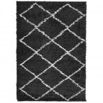 Casa si Gradina - Textile si covoare - Covoare - Covoare casa - Covor pufos cu fire inalte, negru si crem modern, 140x200 cm - Infinity.ro